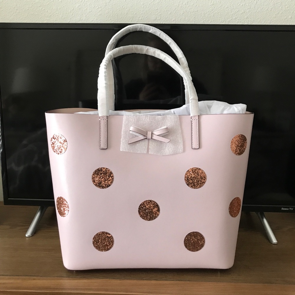 NWT Kate Spade Rose Gold Glitter Tote